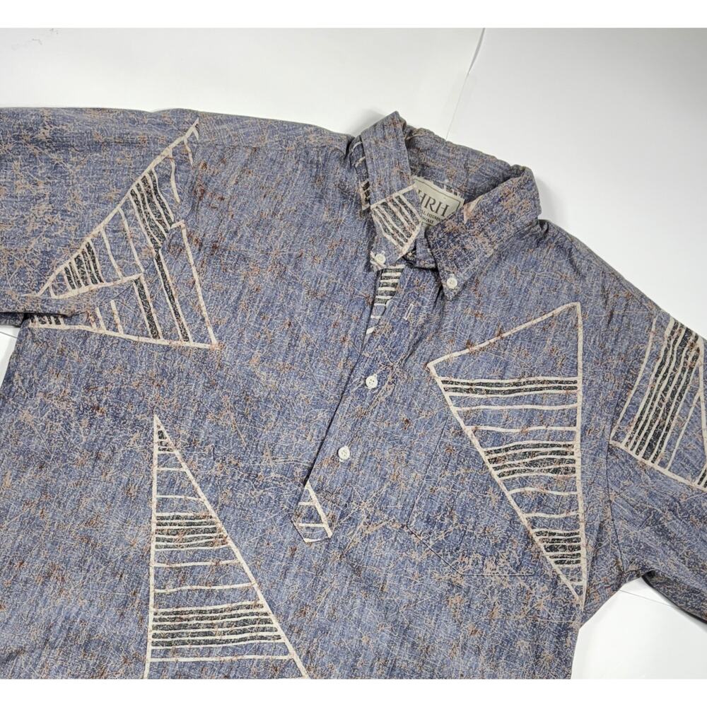 VTG 70s HRH His Royal Highness Reverse Print Hawaiian Shirt Large‎ Pullover